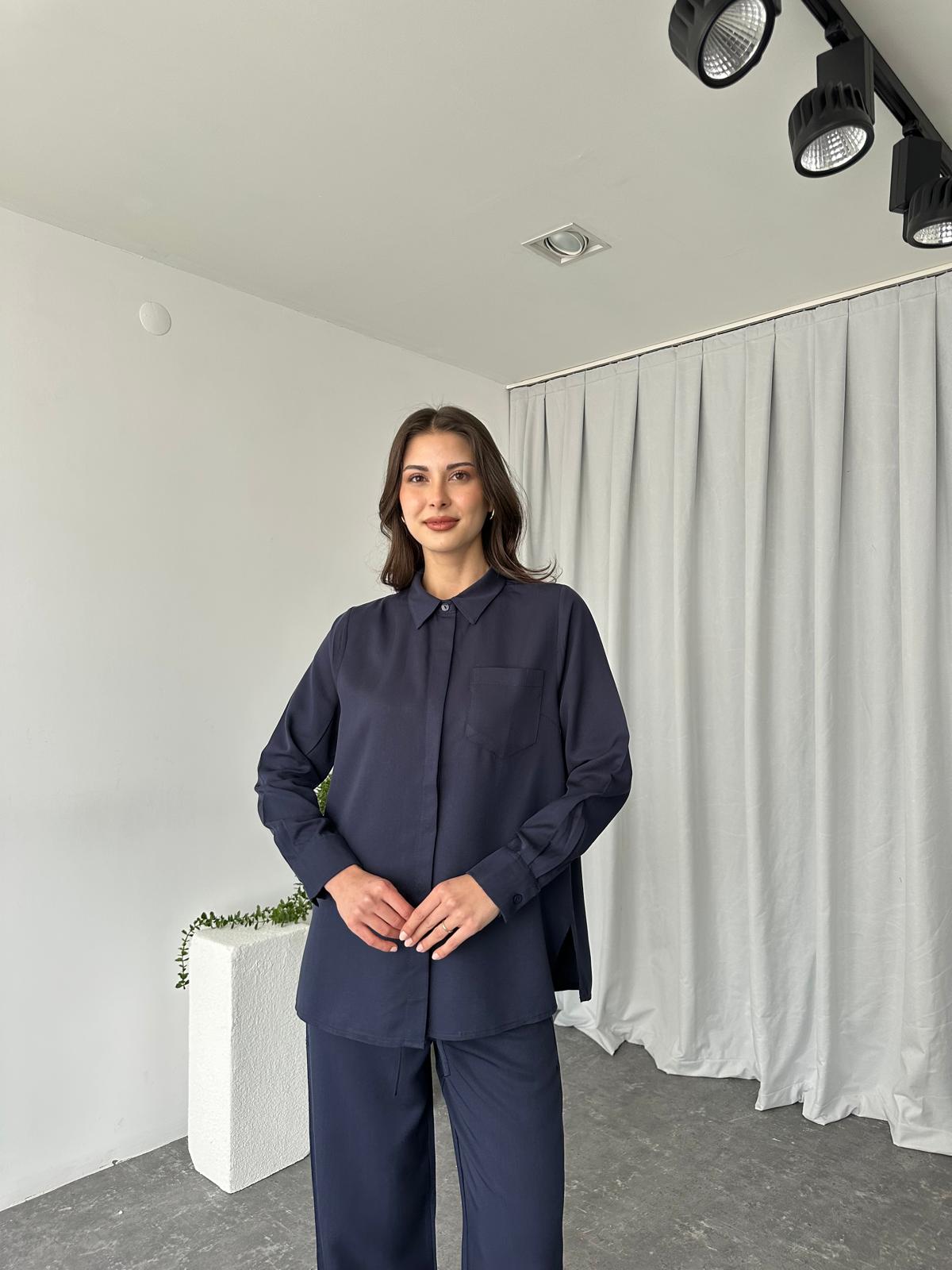 Kadın Emma Lacivert Gömlek Takım - Görsel 10