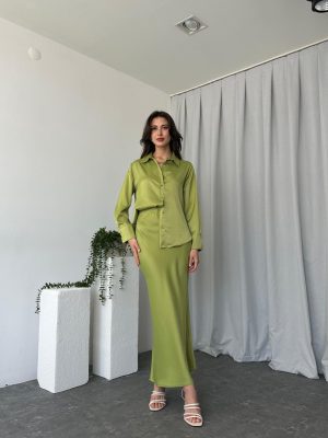 Kadın Yeşil Mia Etek-Gömlek Takım