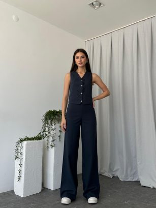 Kadın Keten Lacivert Shay Takım