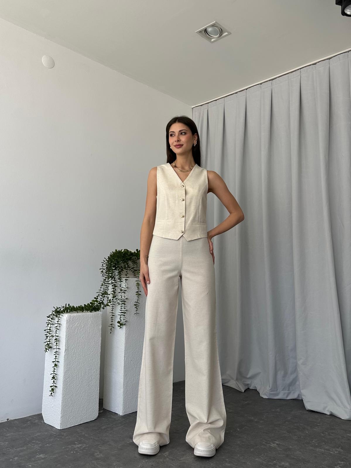 Kadın Keten Krem Shay Takım