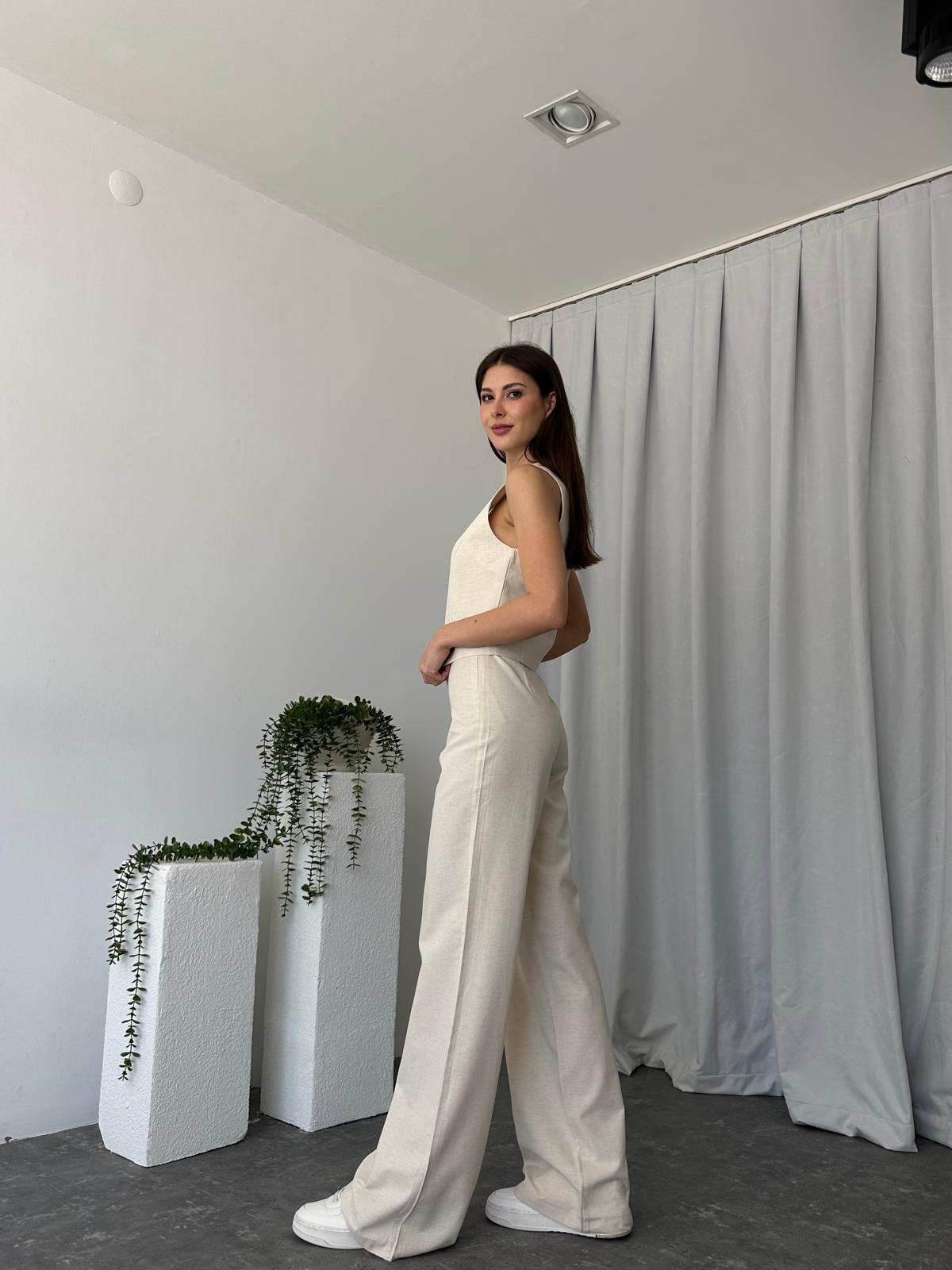 Kadın Keten Krem Shay Takım - Görsel 8