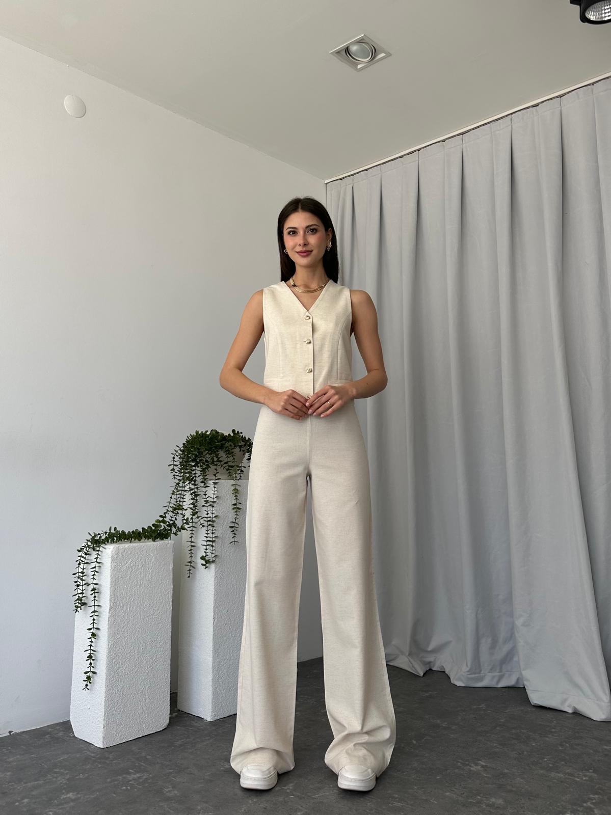 Kadın Keten Krem Shay Takım - Görsel 10