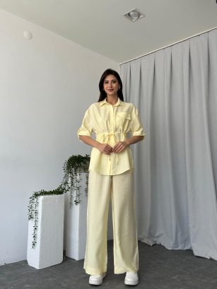 Kadın Sahra Sarı Gömlek Takım