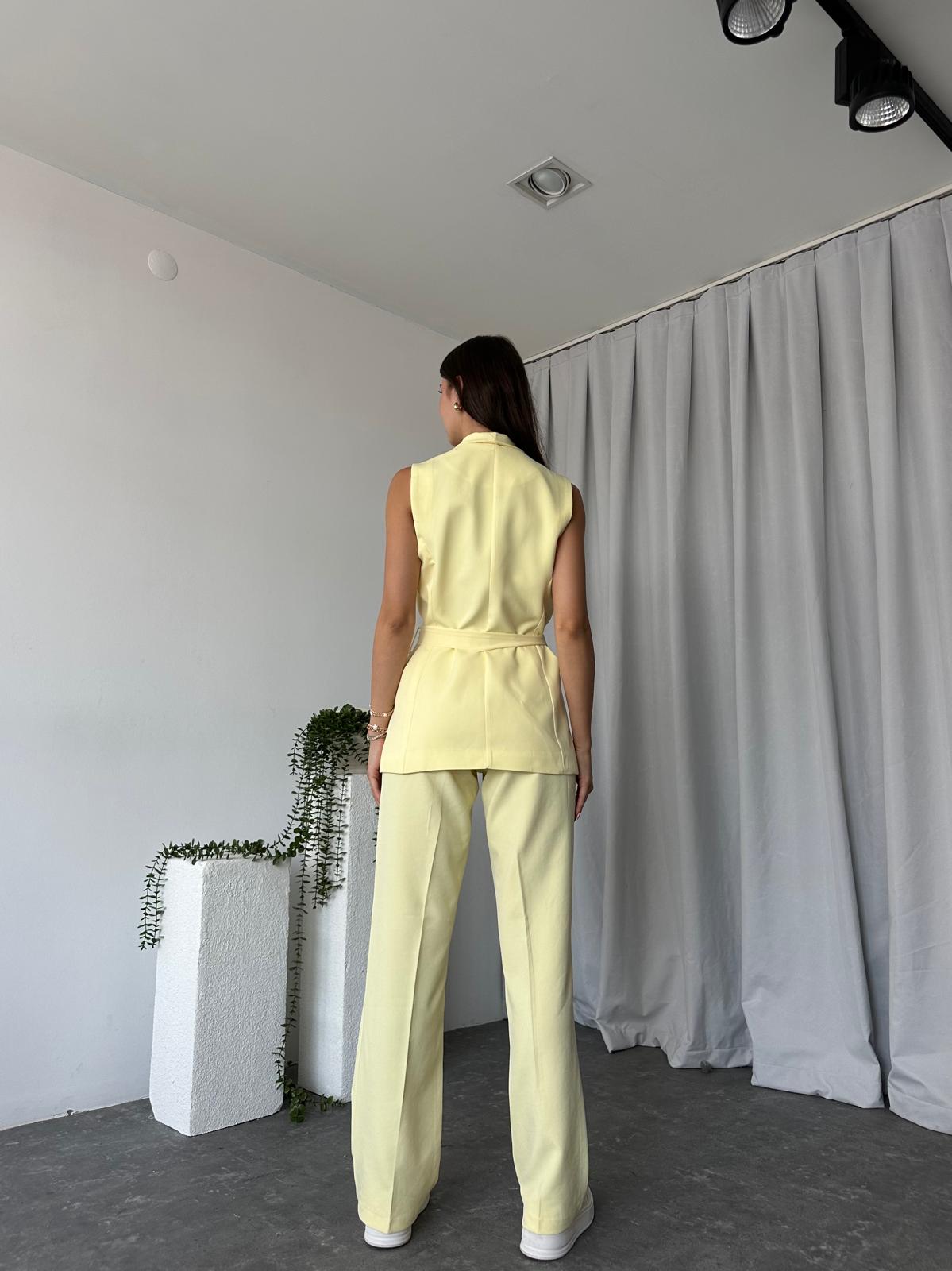 Kadın Leila Sarı Yelek Pantolon Takım - Görsel 14