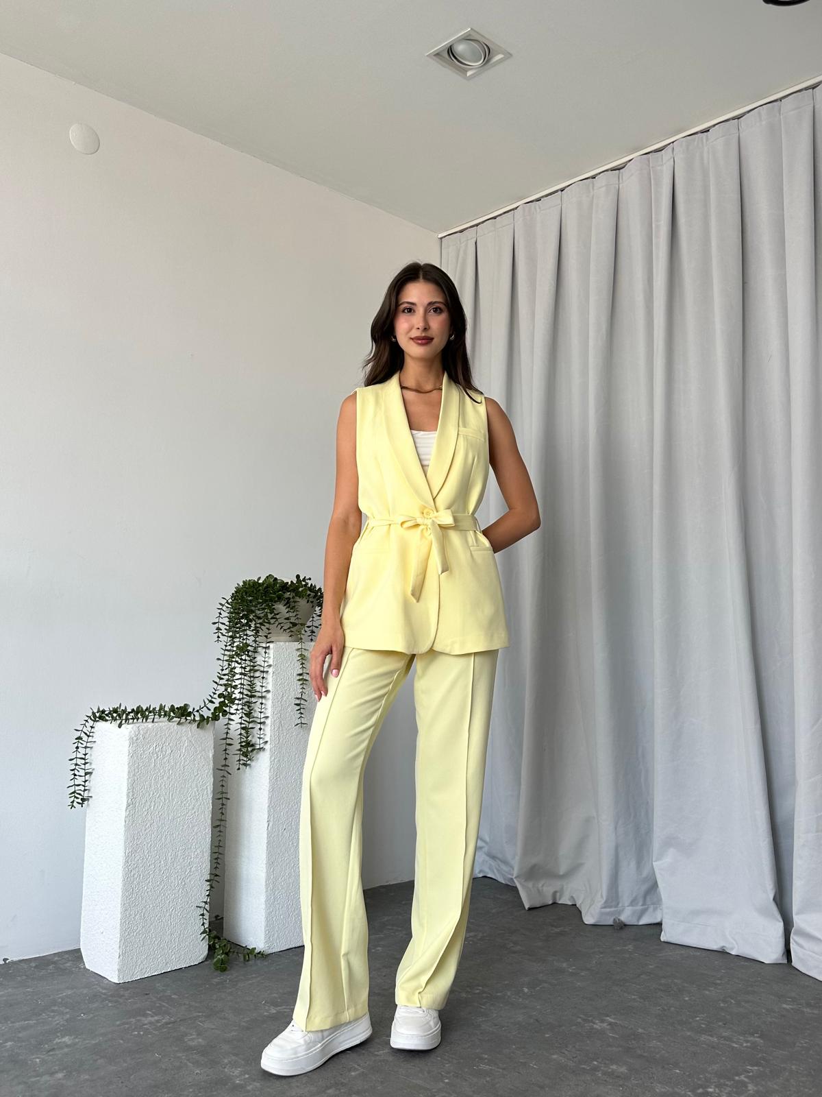 Kadın Leila Sarı Yelek Pantolon Takım - Görsel 4