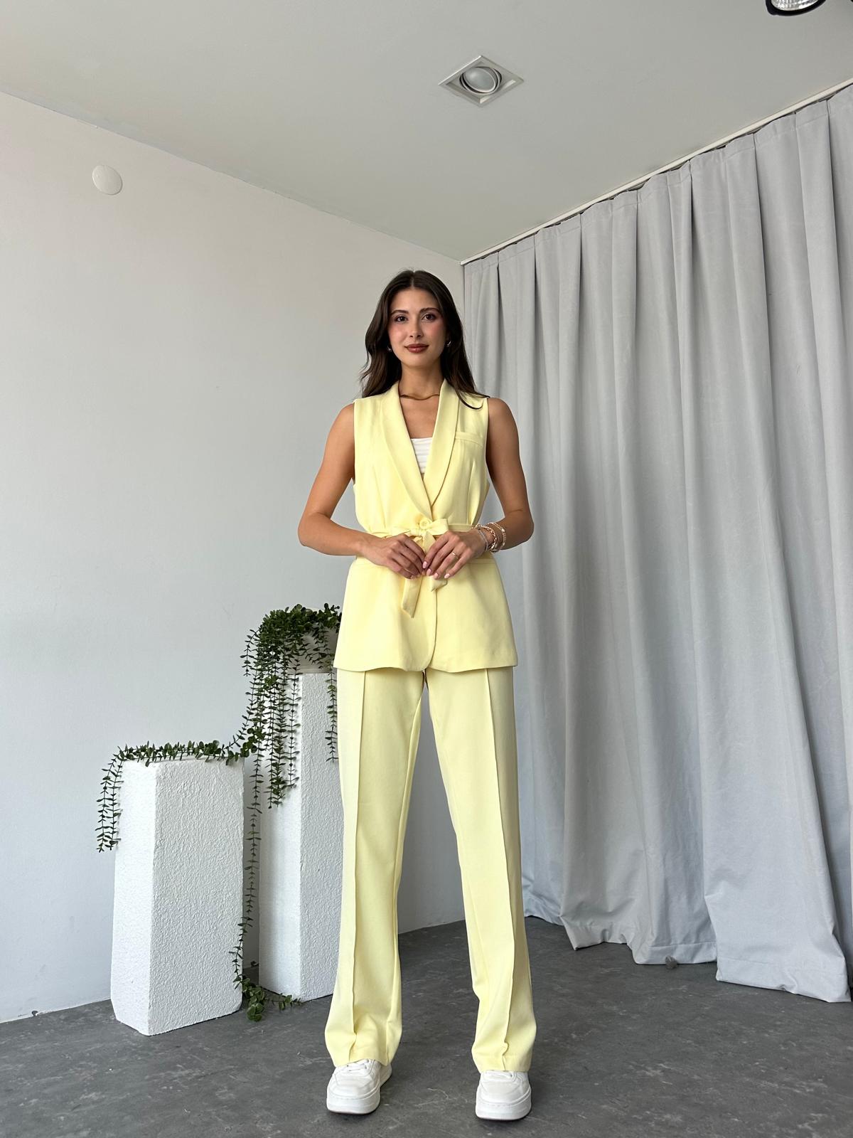 Kadın Leila Sarı Yelek Pantolon Takım - Görsel 5