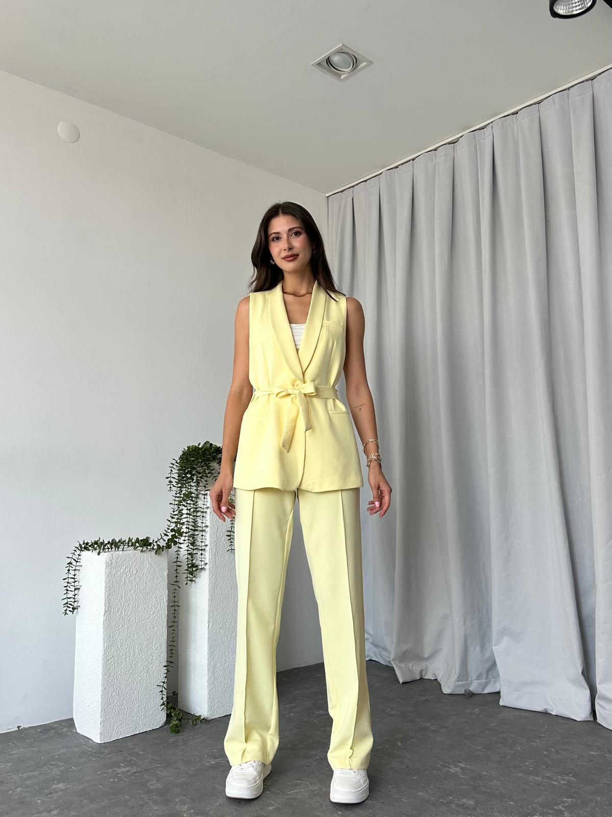 Kadın Leila Sarı Yelek Pantolon Takım - Görsel 6