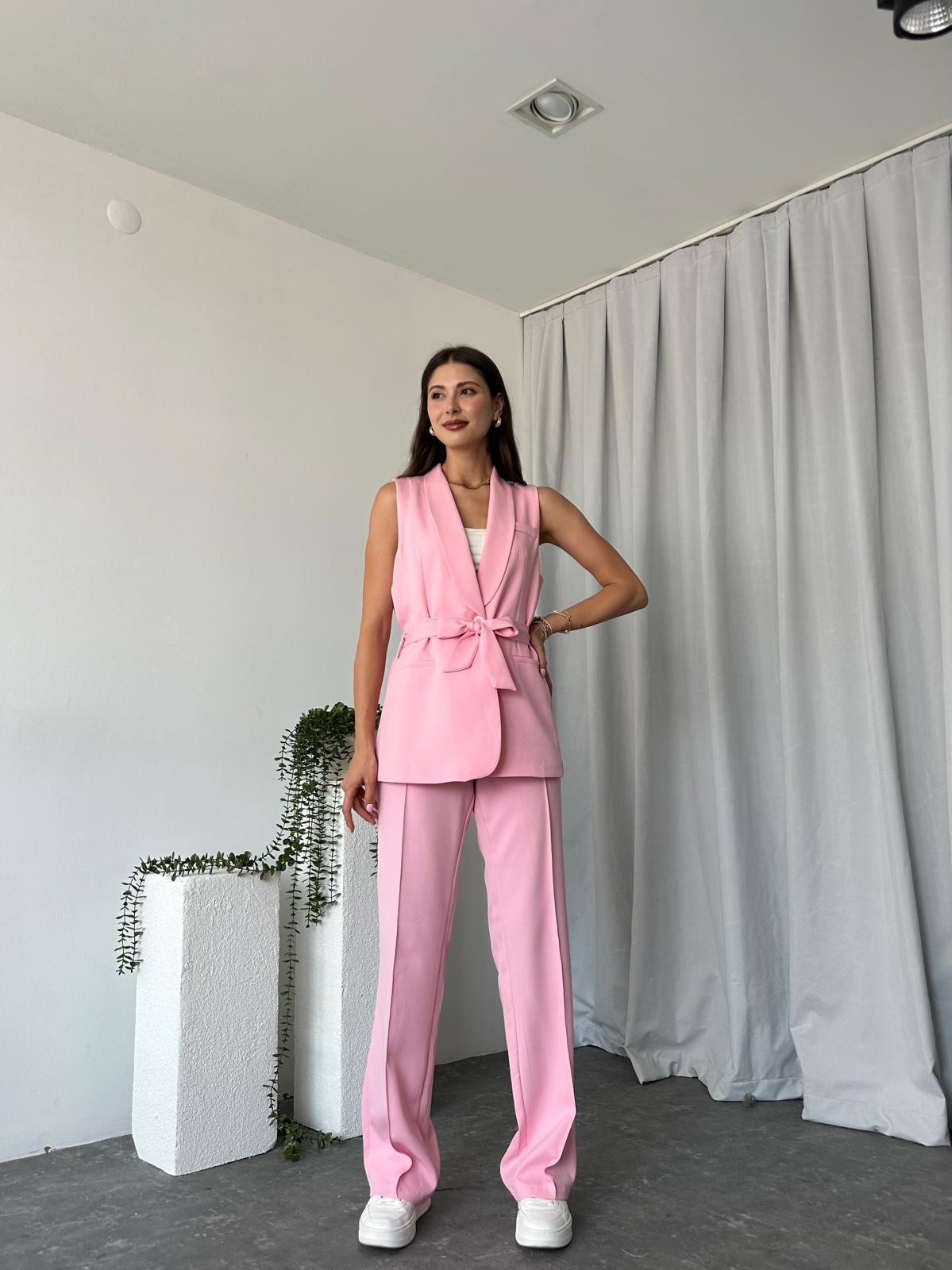 Kadın Leila Pembe Yelek Pantolon Takım - Görsel 10