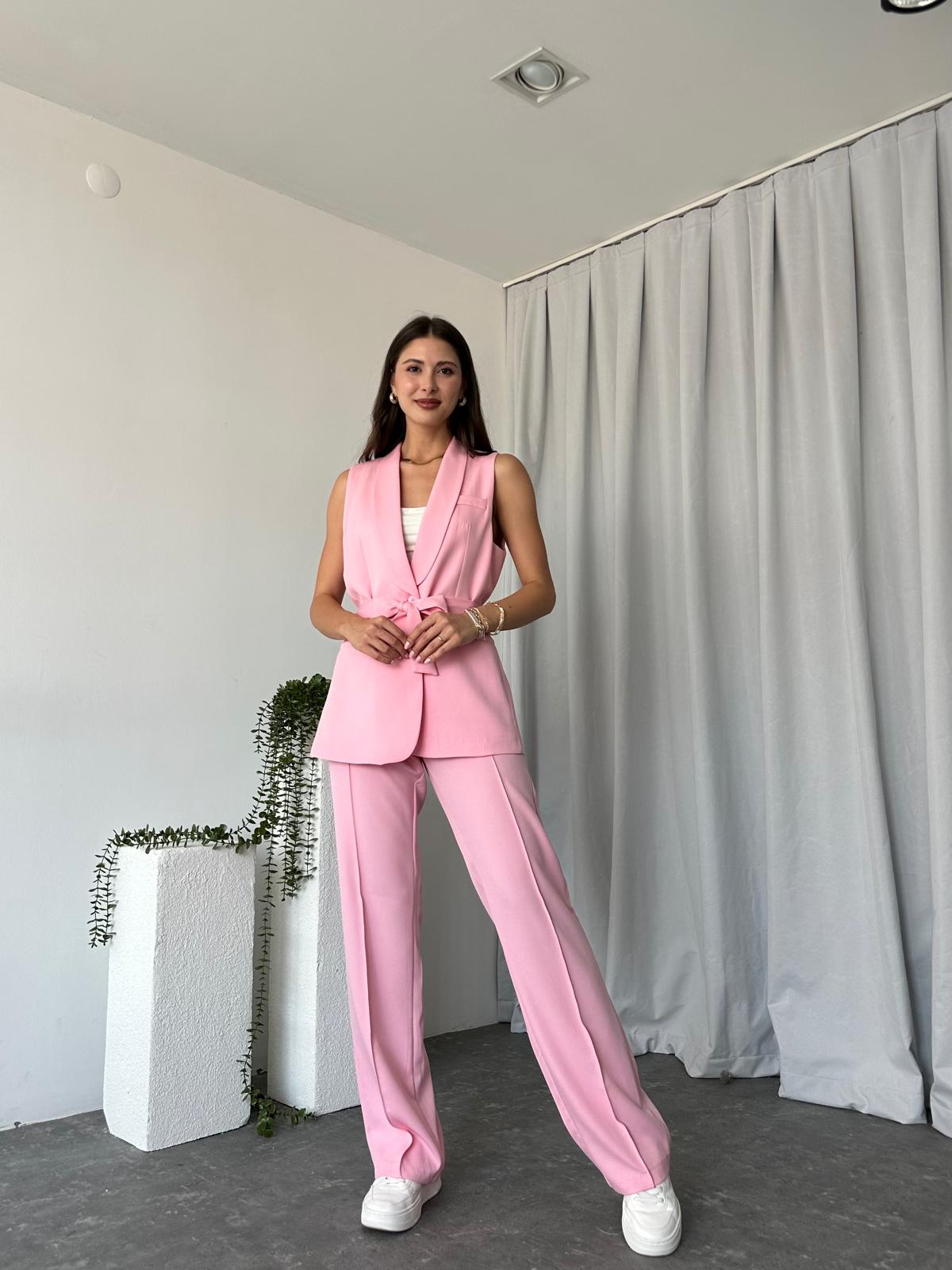 Kadın Leila Pembe Yelek Pantolon Takım - Görsel 11