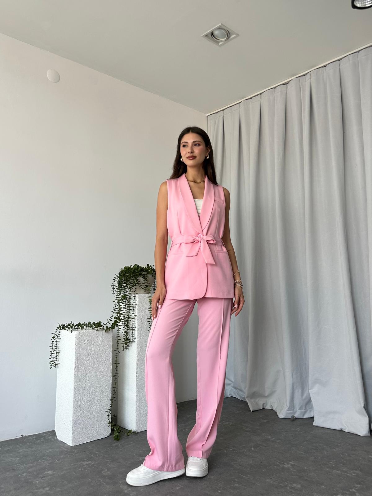 Kadın Leila Pembe Yelek Pantolon Takım - Görsel 2