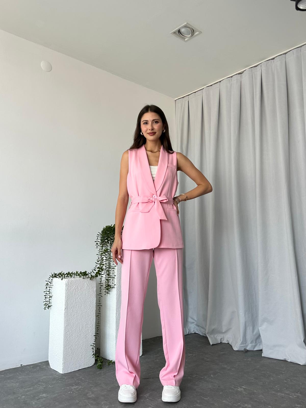 Kadın Leila Pembe Yelek Pantolon Takım - Görsel 4