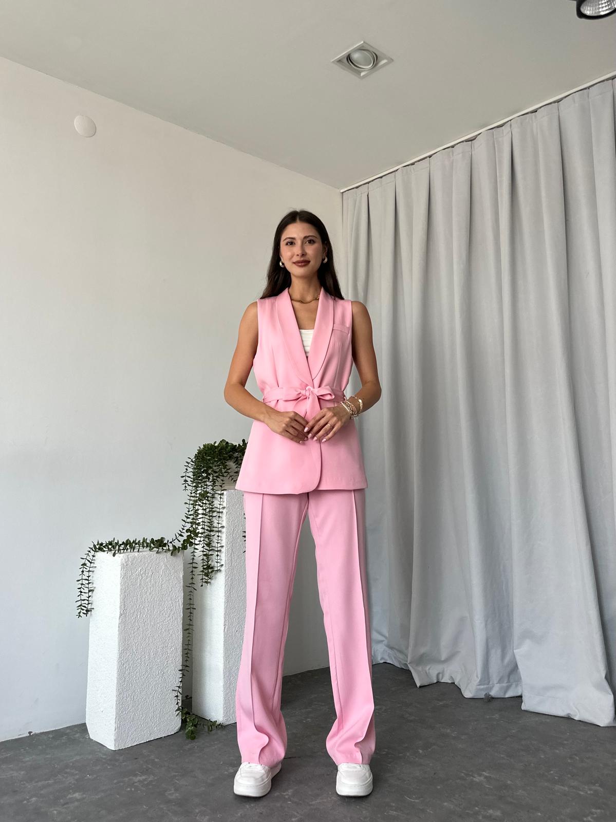 Kadın Leila Pembe Yelek Pantolon Takım