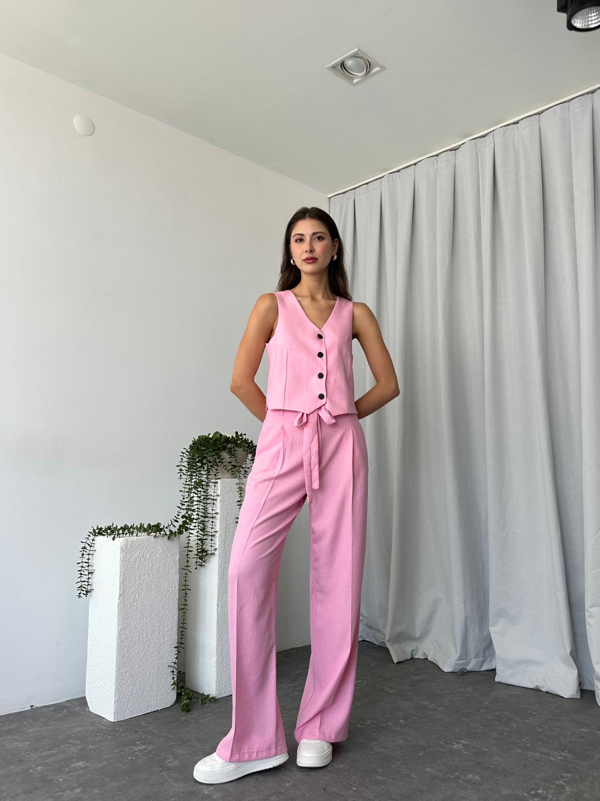 Kadın Berry Pembe Yelekli Takım - Görsel 3