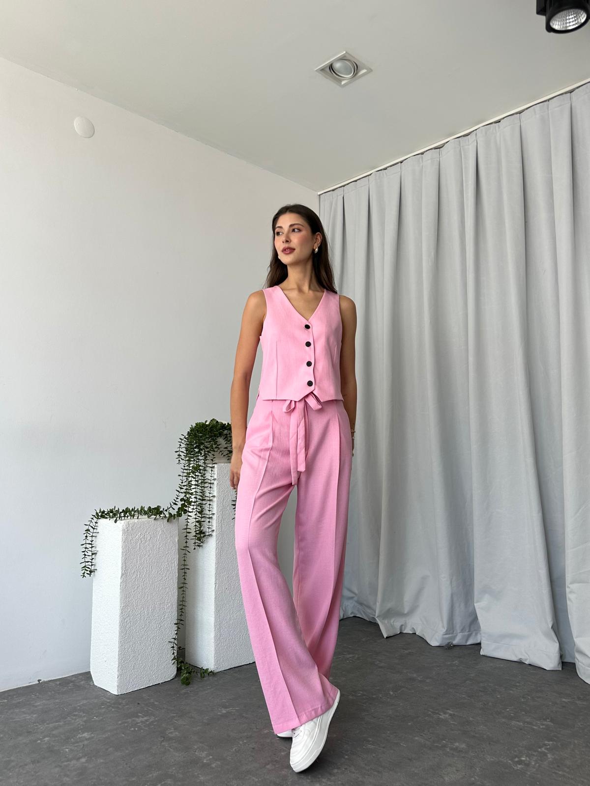 Kadın Berry Pembe Yelekli Takım - Görsel 4