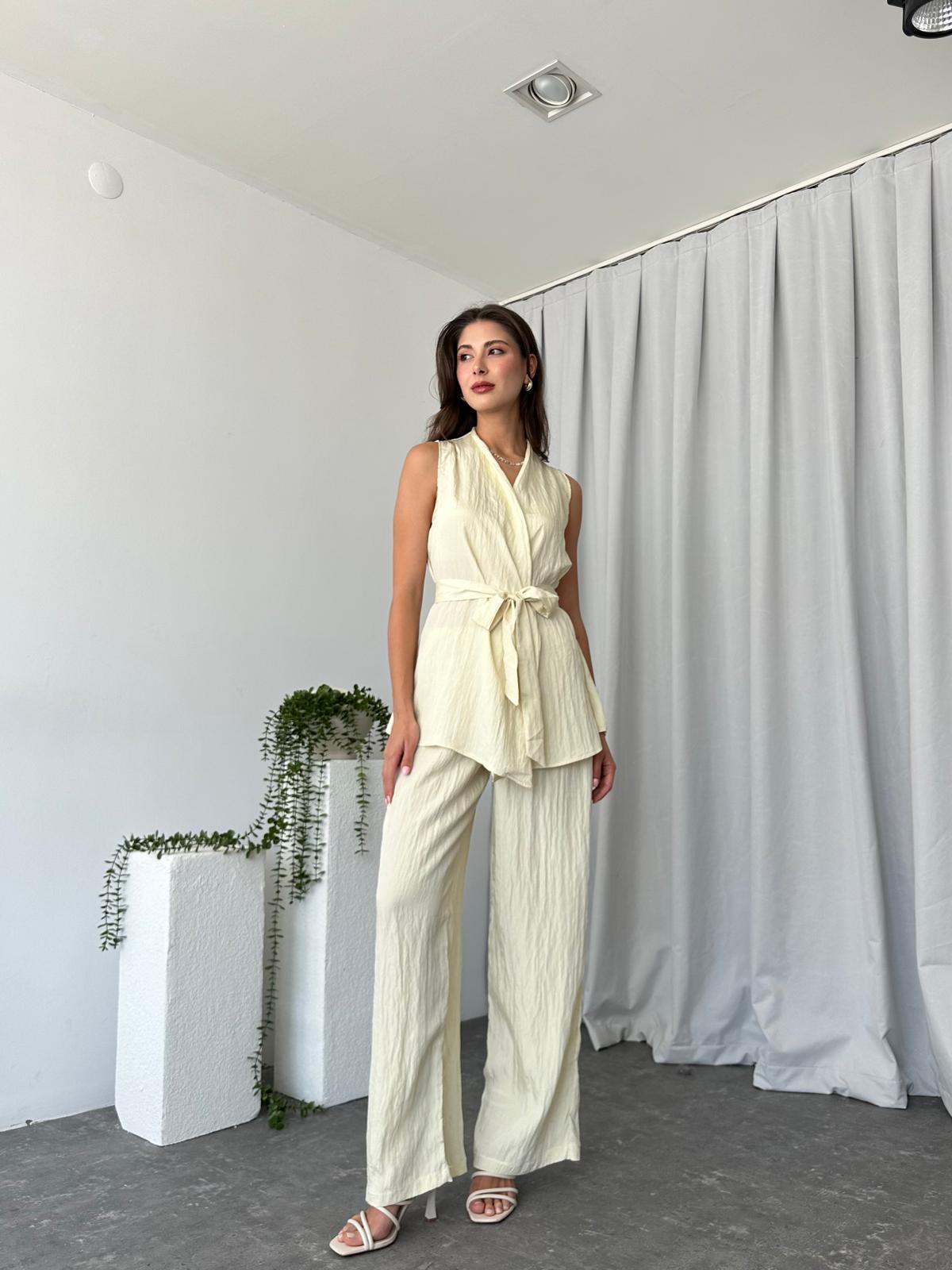 Kadın Saten Bert Sarı Takım - Görsel 2