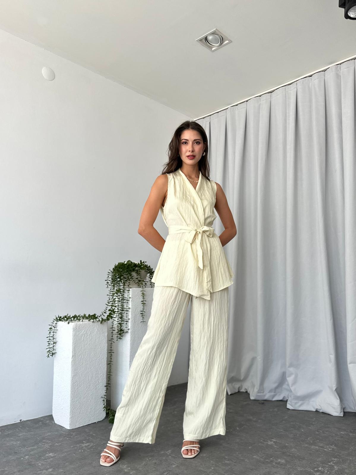 Kadın Saten Bert Sarı Takım - Görsel 4