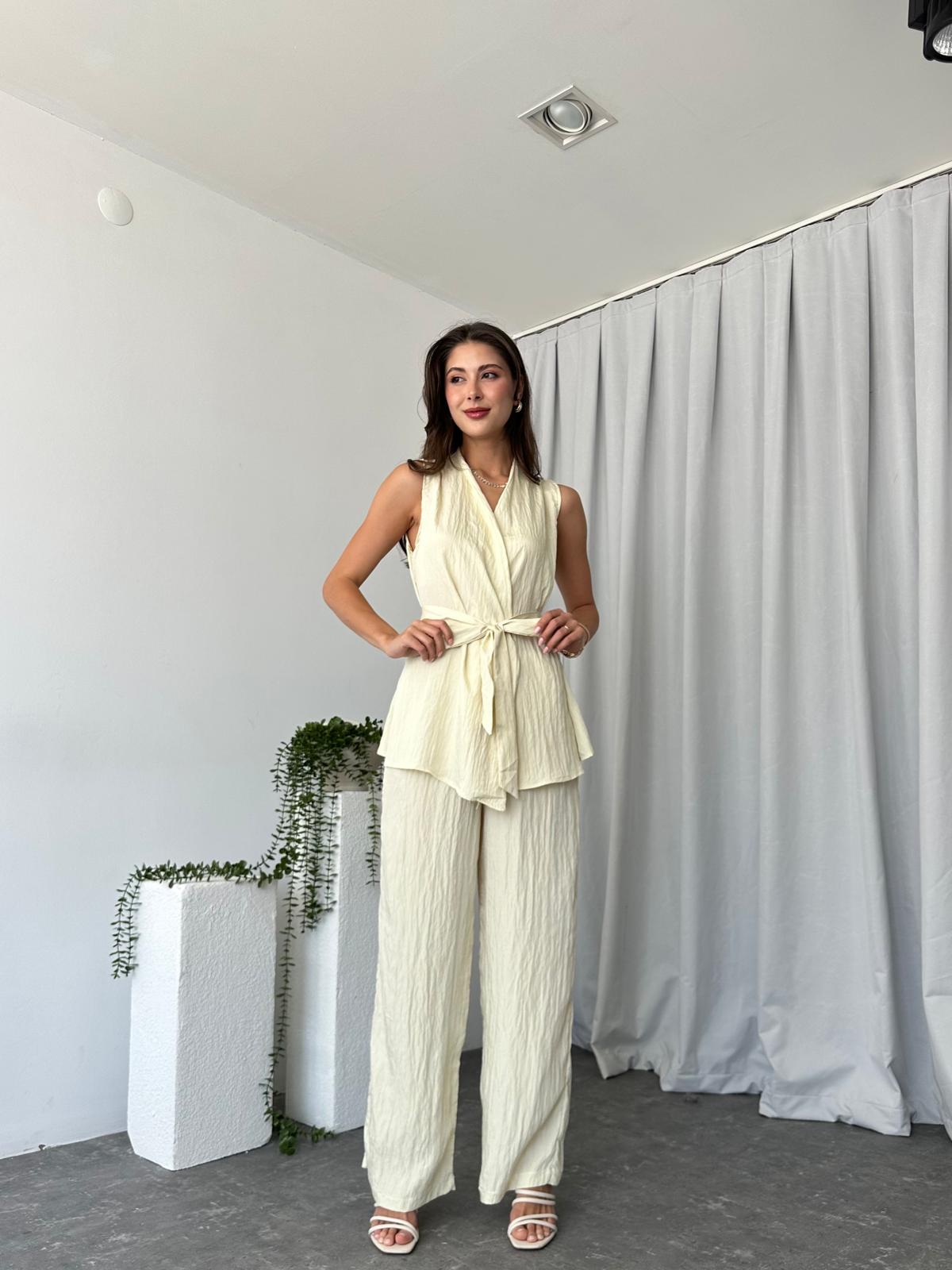 Kadın Saten Bert Sarı Takım - Görsel 6