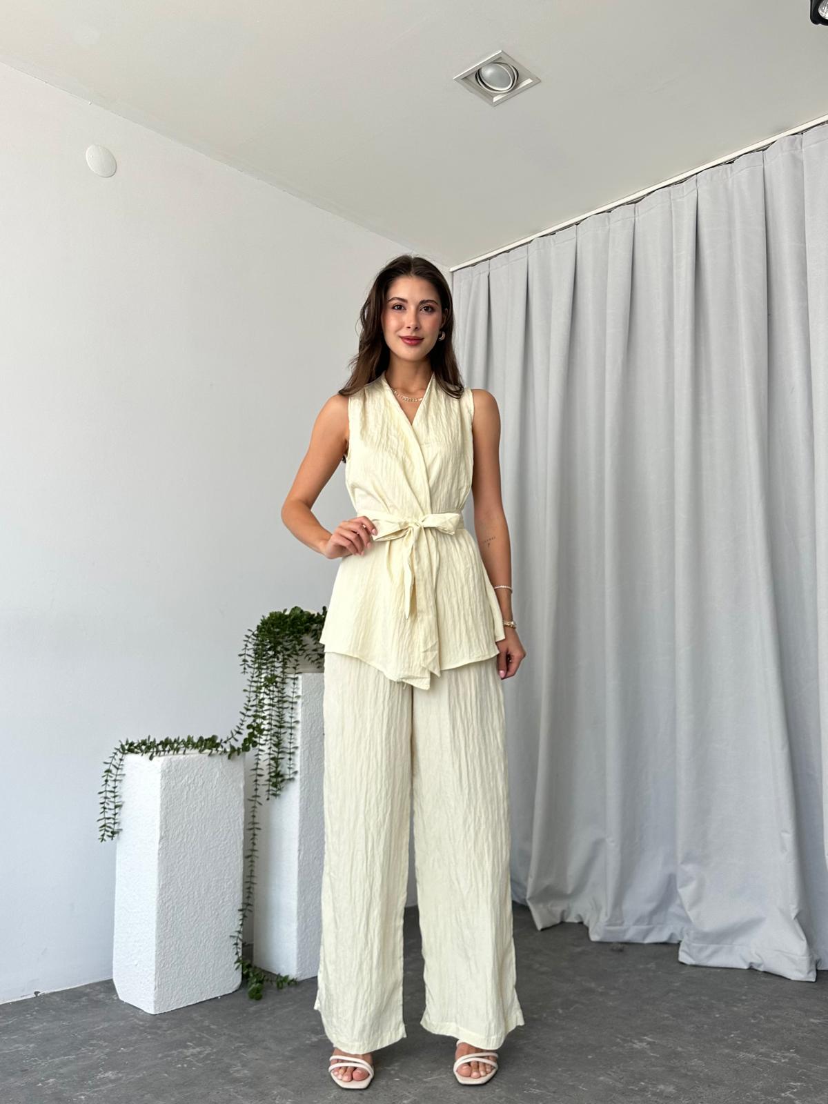 Kadın Saten Bert Sarı Takım - Görsel 7