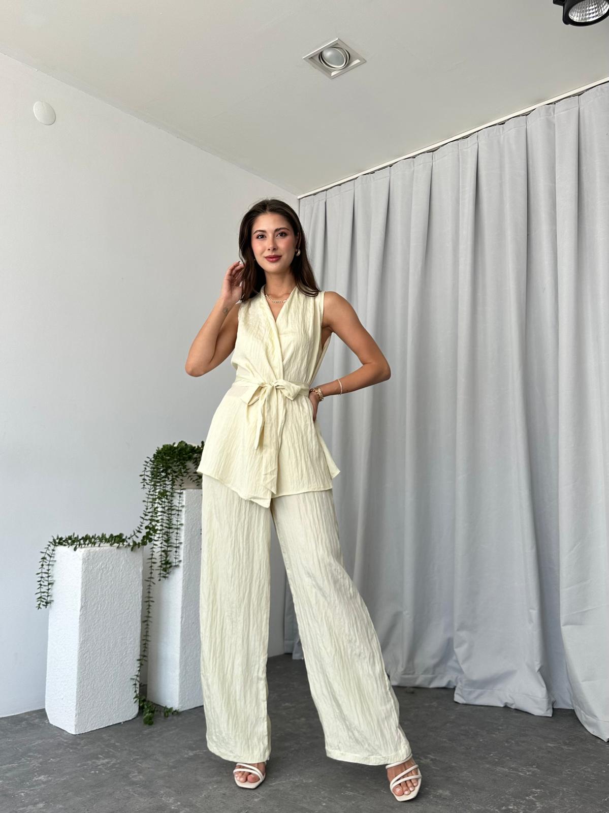 Kadın Saten Bert Sarı Takım