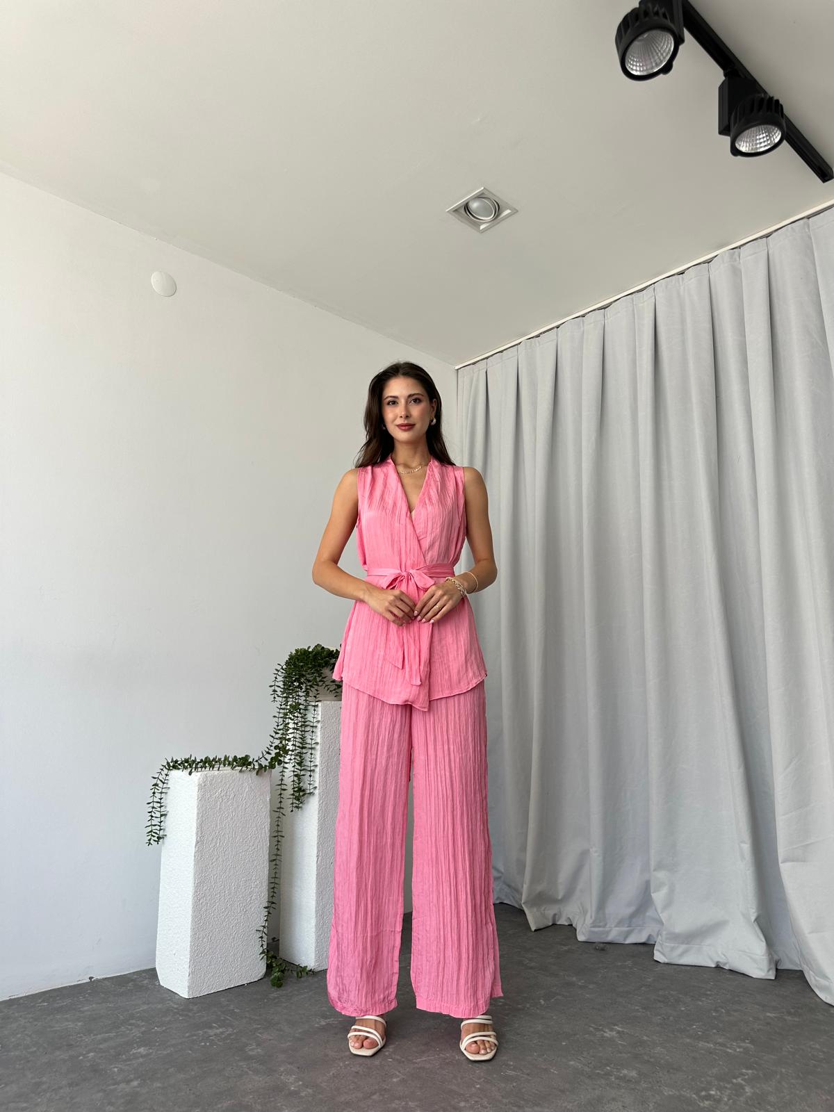 Kadın Saten Bert Pembe Takım - Görsel 2