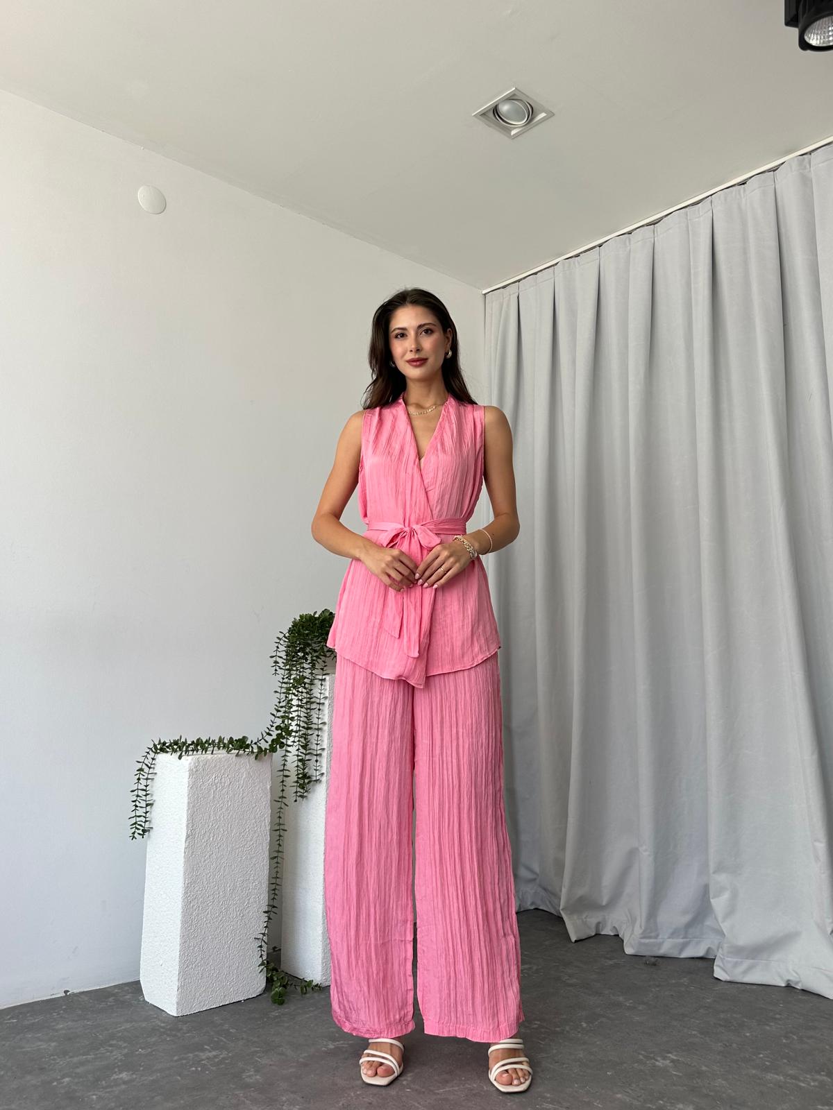 Kadın Saten Bert Pembe Takım - Görsel 11