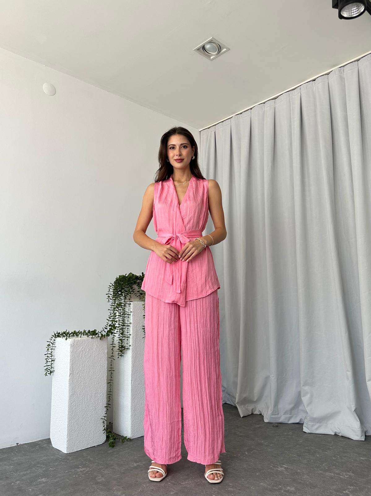 Kadın Saten Bert Pembe Takım - Görsel 3