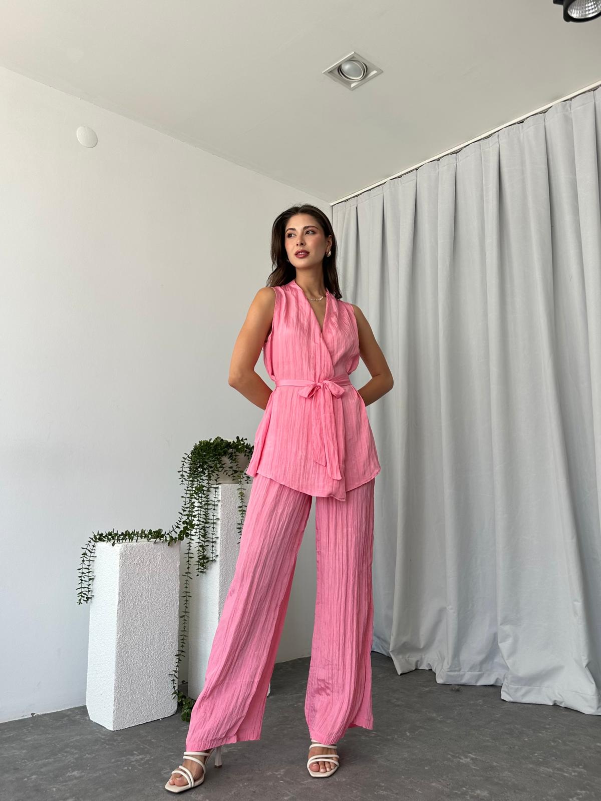 Kadın Saten Bert Pembe Takım - Görsel 4