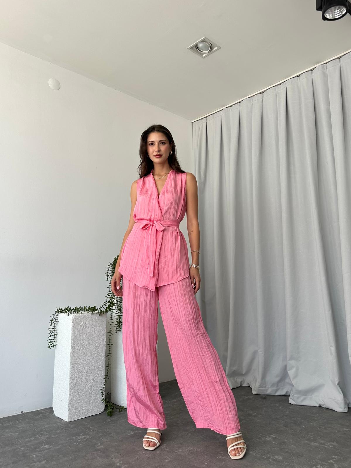Kadın Saten Bert Pembe Takım - Görsel 5