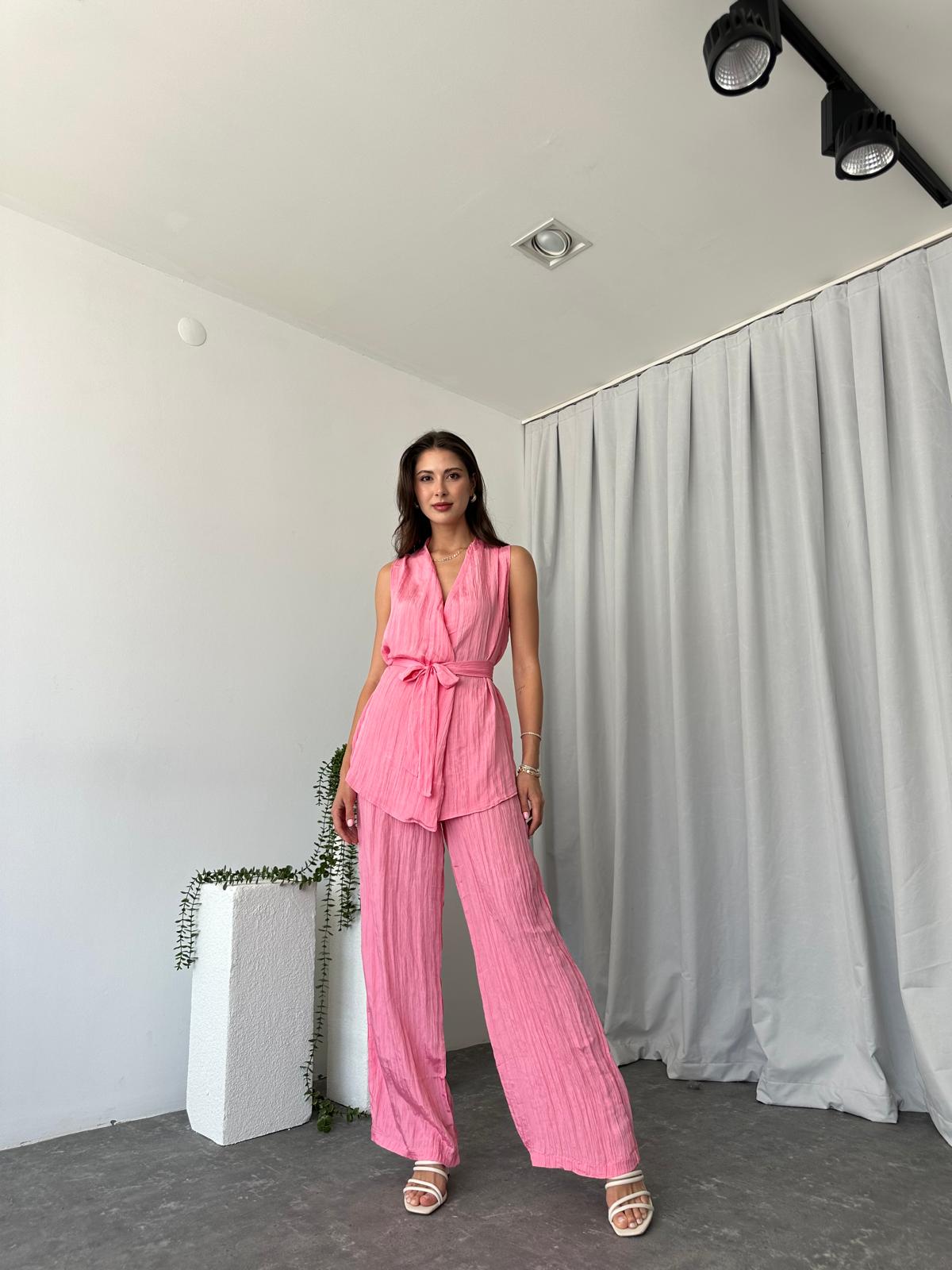 Kadın Saten Bert Pembe Takım - Görsel 6