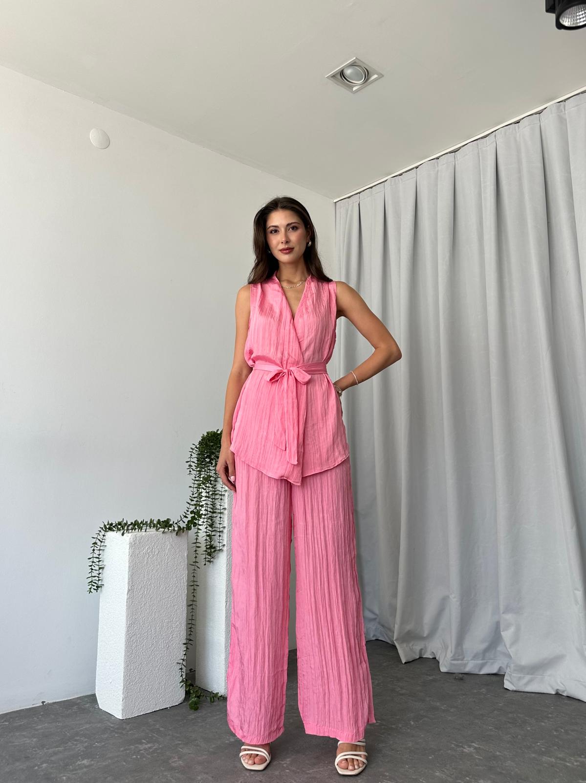 Kadın Saten Bert Pembe Takım - Görsel 8