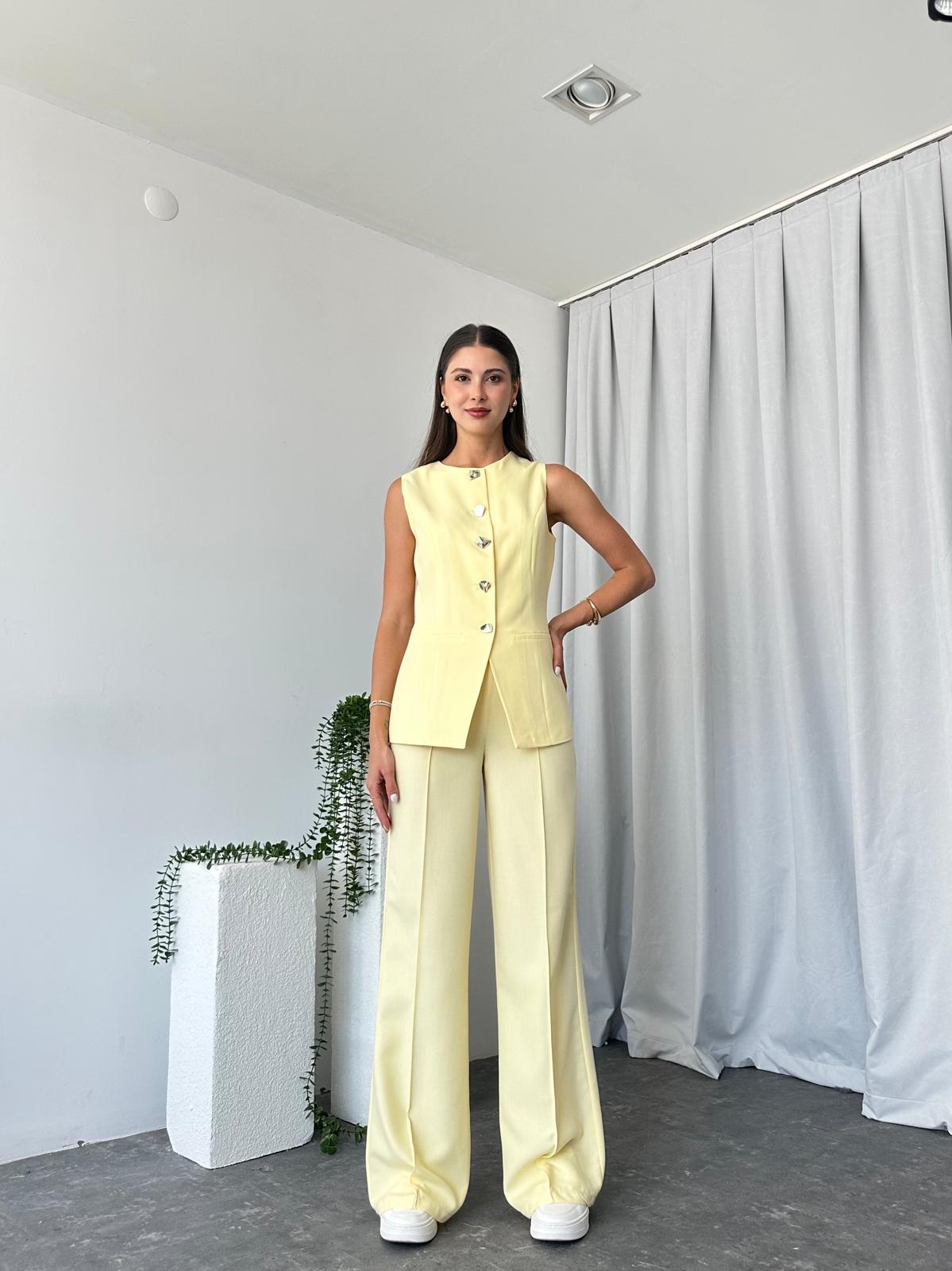 Kadın Sarı Agnes Yelekli Takım