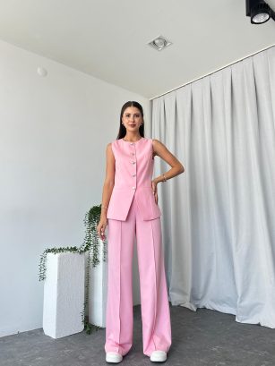 Kadın Pembe Agnes Yelekli Takım