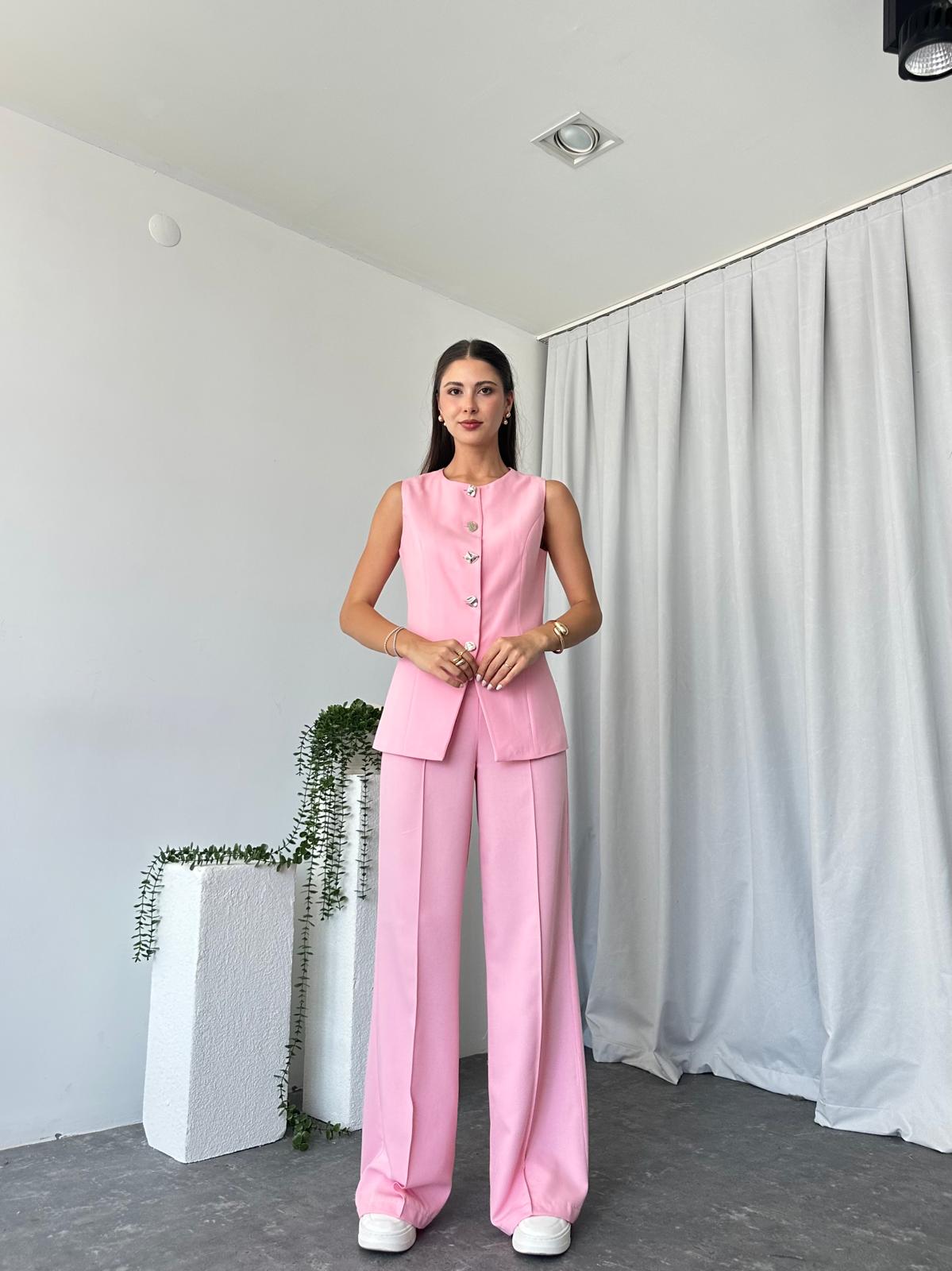 Kadın Pembe Agnes Yelekli Takım - Görsel 8