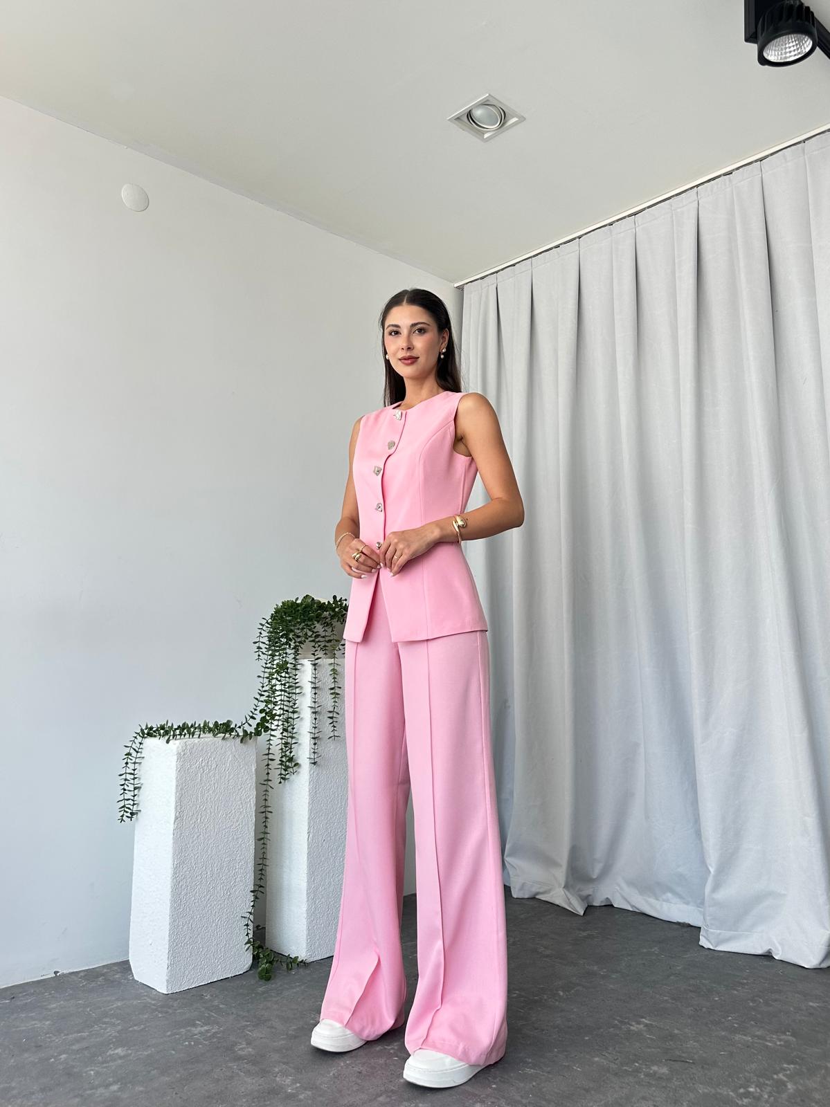 Kadın Pembe Agnes Yelekli Takım - Görsel 3