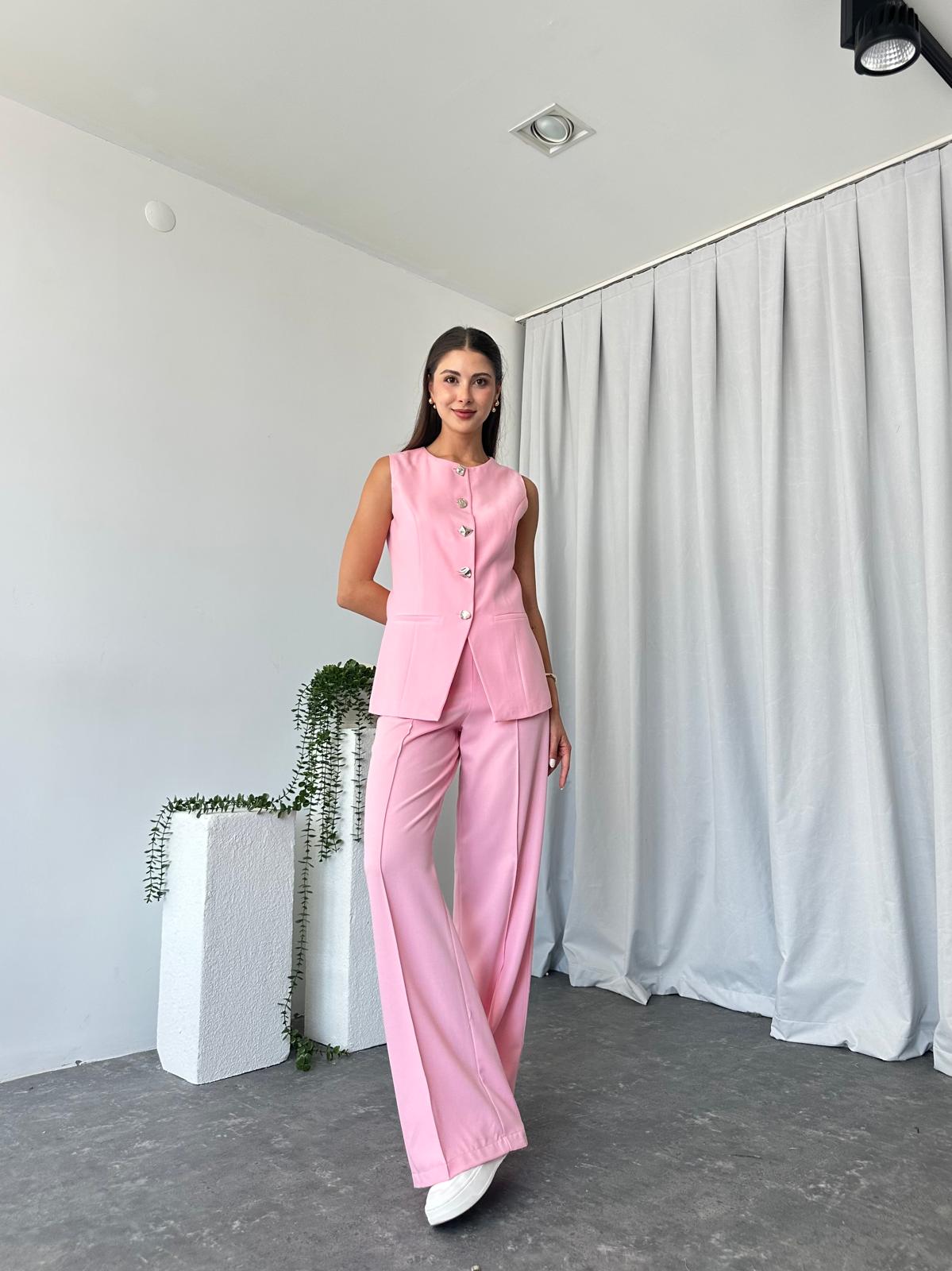 Kadın Pembe Agnes Yelekli Takım - Görsel 4