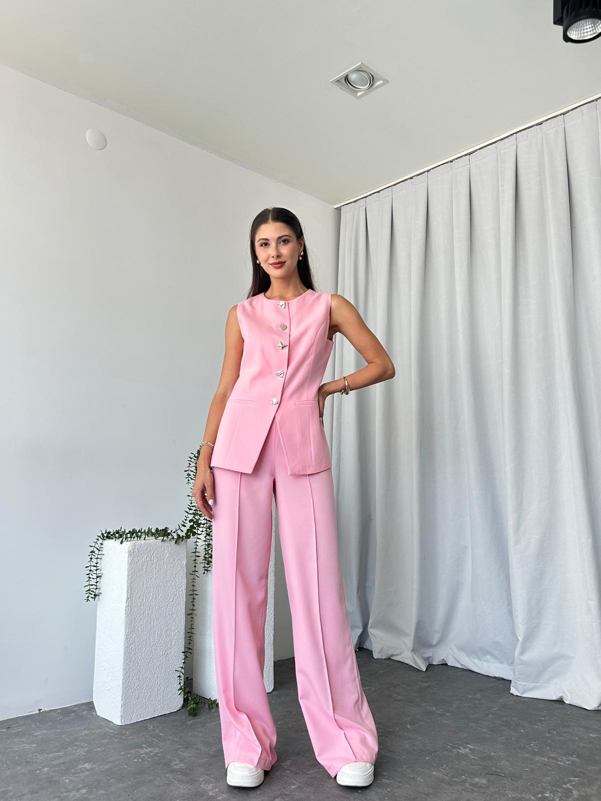 Kadın Pembe Agnes Yelekli Takım - Görsel 5