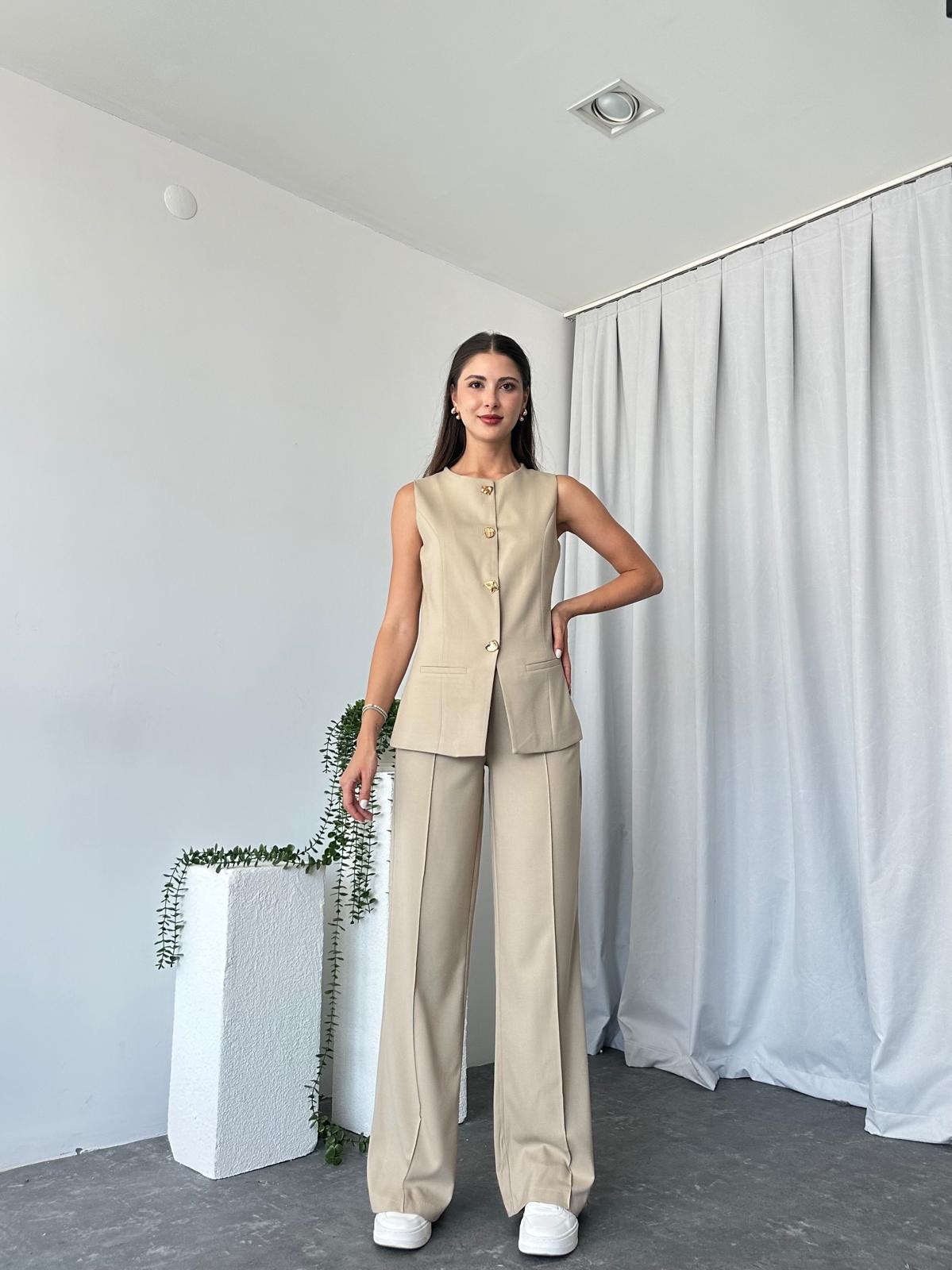 Kadın Krem Agnes Yelekli Takım - Görsel 2