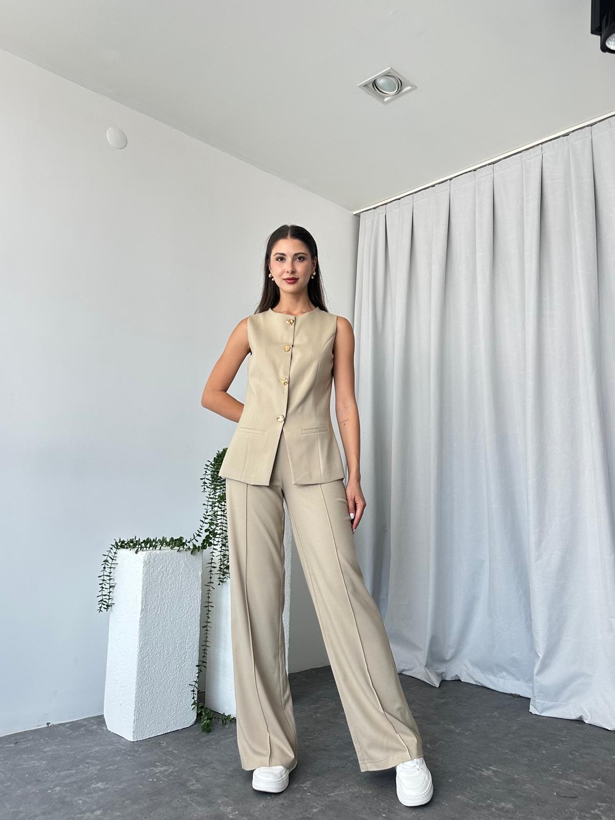 Kadın Krem Agnes Yelekli Takım - Görsel 4