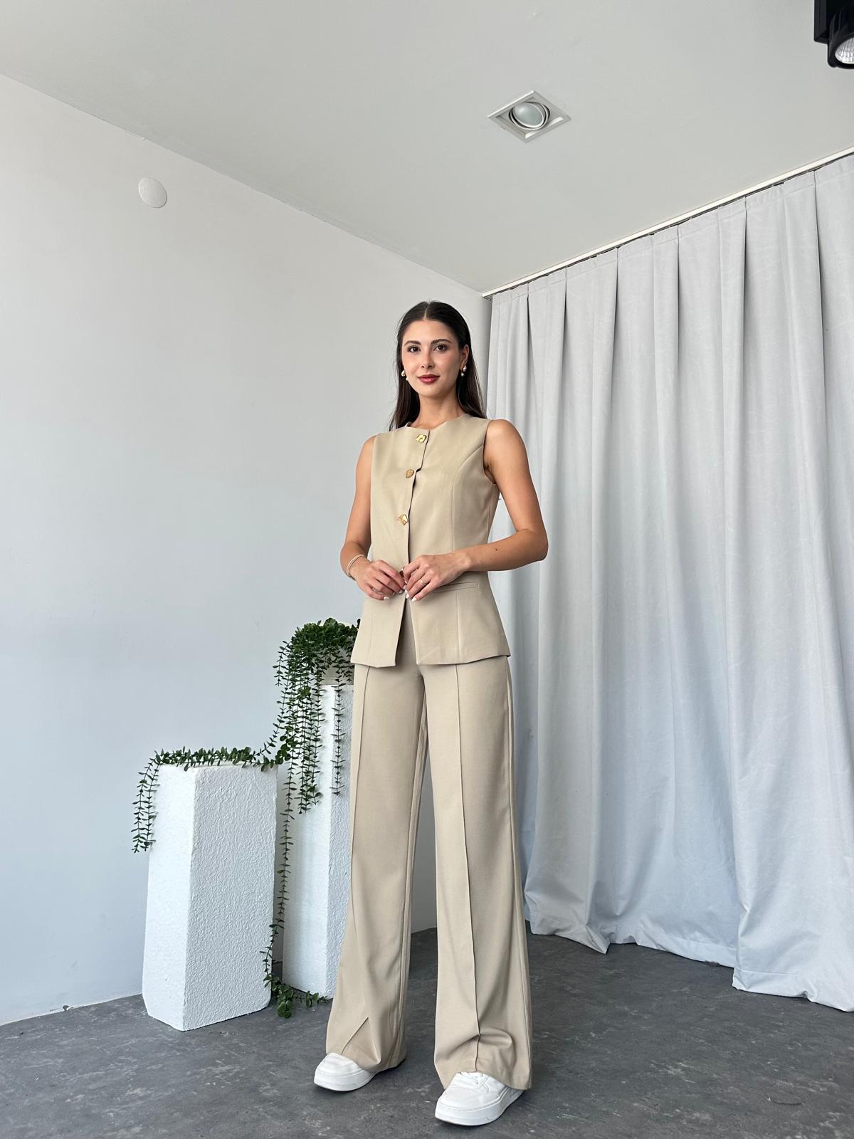 Kadın Krem Agnes Yelekli Takım - Görsel 5