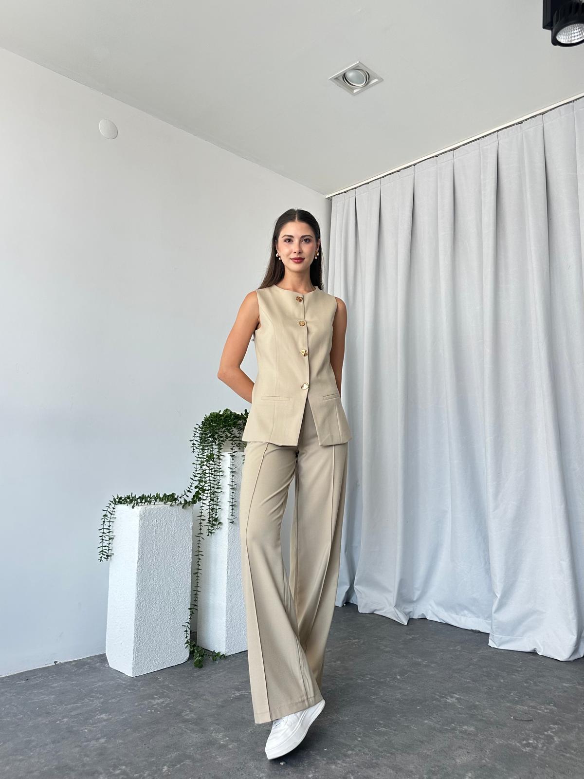 Kadın Krem Agnes Yelekli Takım - Görsel 6