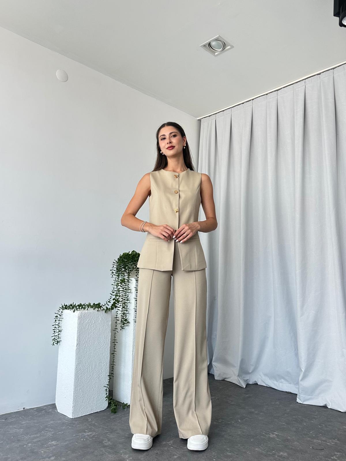 Kadın Krem Agnes Yelekli Takım - Görsel 7