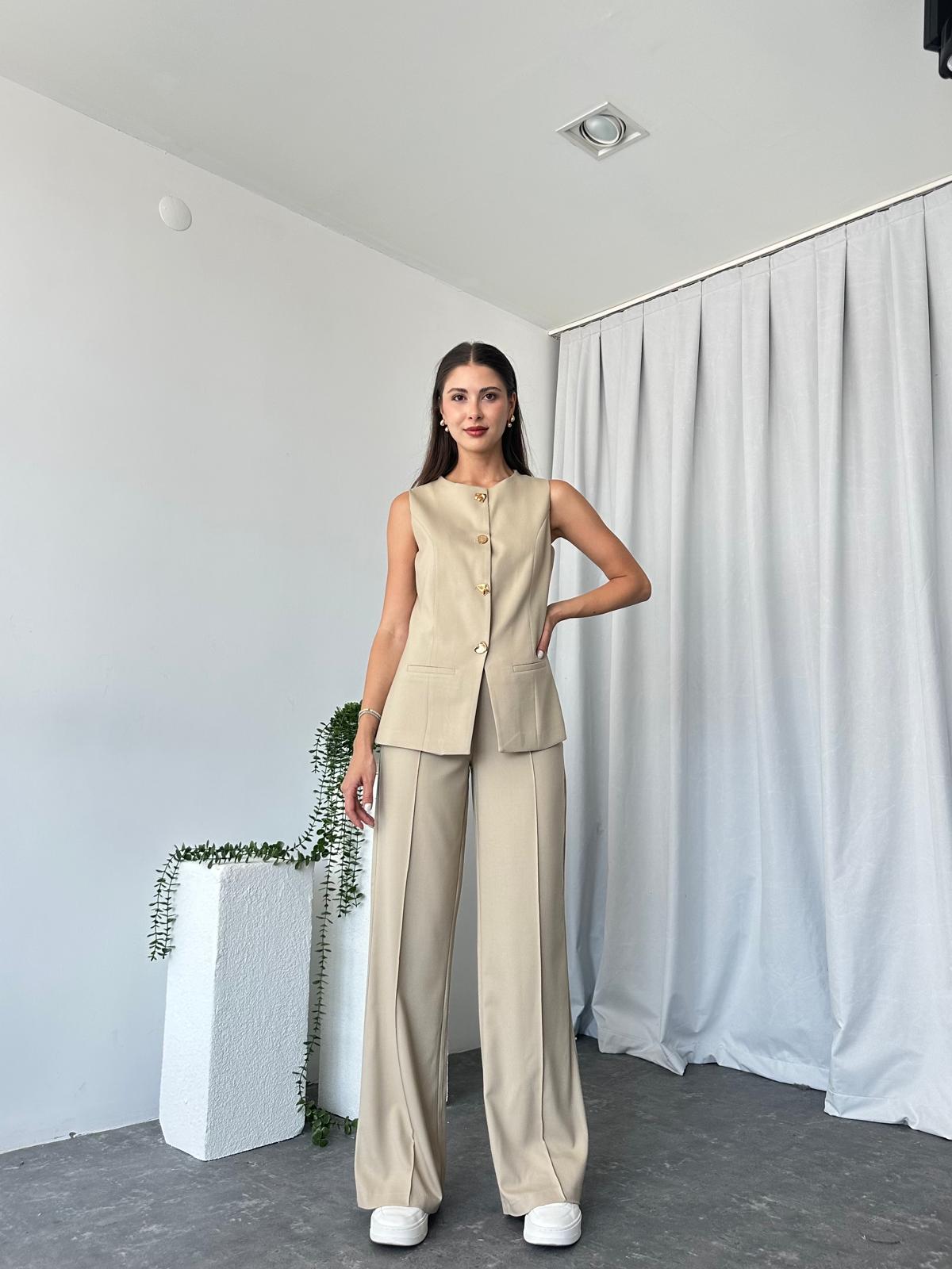 Kadın Krem Agnes Yelekli Takım - Görsel 8