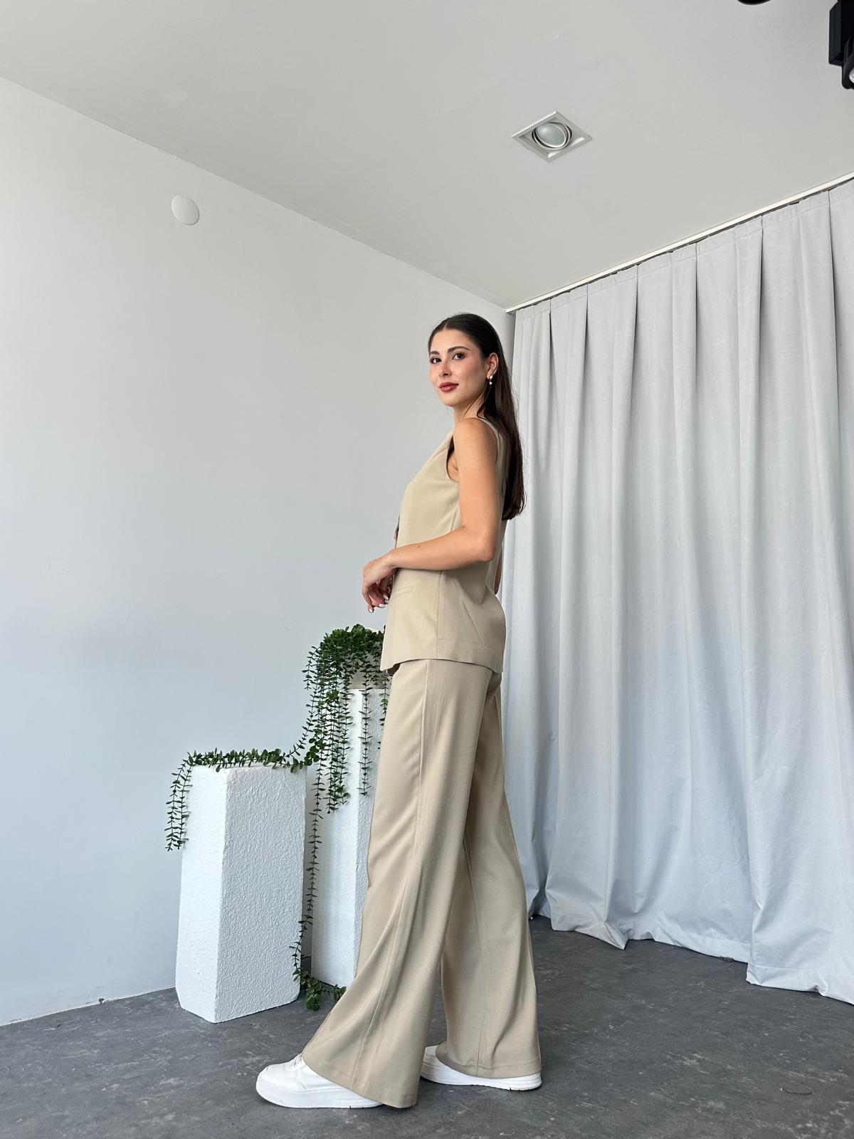 Kadın Krem Agnes Yelekli Takım - Görsel 9