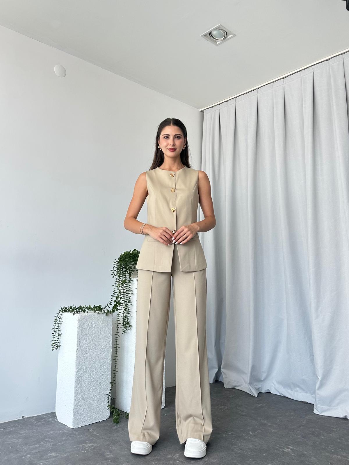 Kadın Krem Agnes Yelekli Takım - Görsel 11