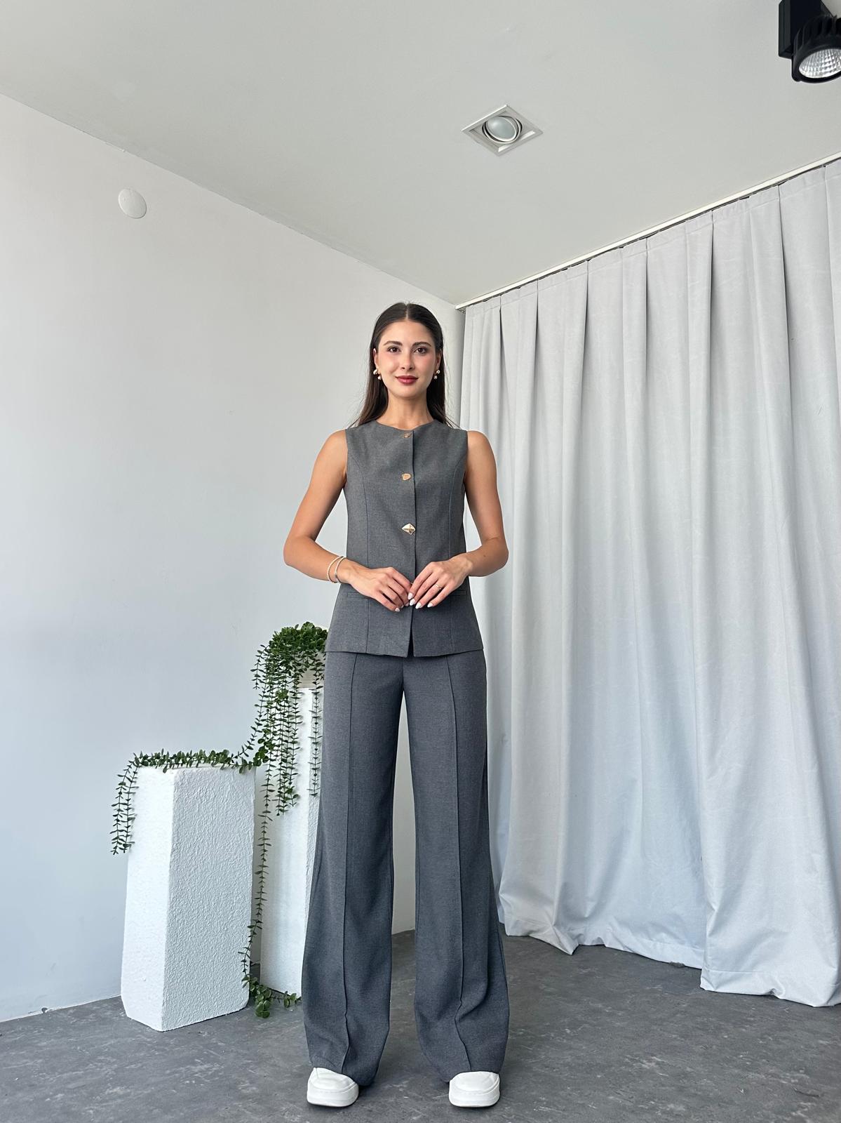 Kadın Krem Füme Agnes Yelekli Takım