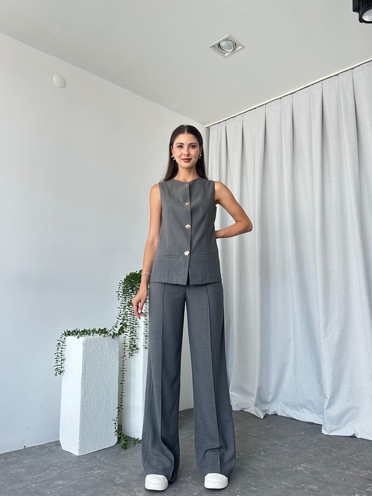 Kadın Krem Füme Agnes Yelekli Takım - Görsel 2