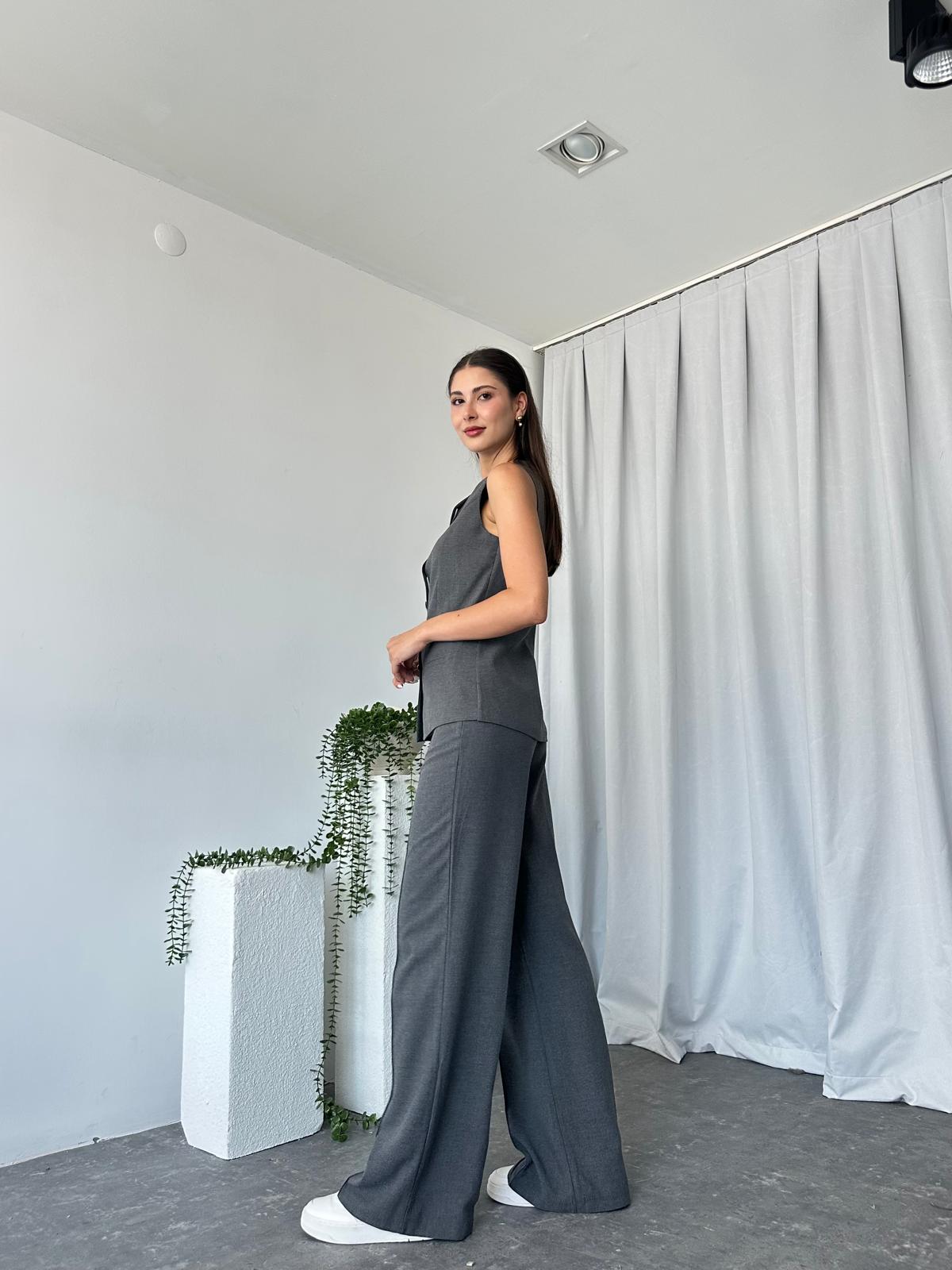 Kadın Krem Füme Agnes Yelekli Takım - Görsel 4