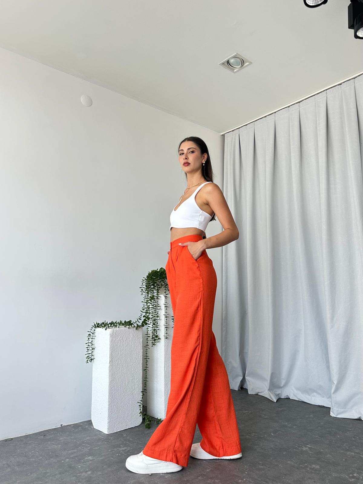 Orange Keten Pantolon - Görsel 5