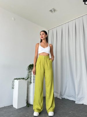 Yeşil Keten Pantolon