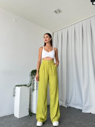 Yeşil Keten Pantolon